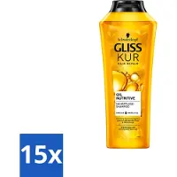 GLISS Gliss-Kur - Shampooing - Oil Nutritive - Shampooing revitalisant - Pour cheveux épais et rêches - 400 ml - Emballage avantageux - 15 pièces