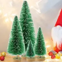 Markenlos Mini-sapin de Noël, ensemble de 50 pièces - Sapin de Noël décoratif - Petite décoration - Socle en bois - Différentes tailles - Parfait pour les fêtes