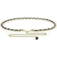 OEM Ceinture de four réglable - Grandes tailles - Imitation de perles - Or et noir - Extra longue - Vêtements de fête - Vêtements de loisirs - 133 cm