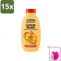 Garnier 15 flacons de shampooing Loving Blends, gamme "Honoring Goud", pour cheveux abîmés et fragilisés, 300 ml - Pack économique - 15 pièces
