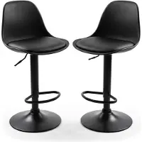 Relaxdays , ensemble de 2 tabourets de bar, réglables en hauteur, pivotants, avec dossier et repose-pieds, en similicuir et métal, pour cuisine, couleur noire