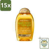 OGX 15 flacons de shampooing clarifiant et brillant à la vinaigre de cidre de pomme , 385 ml - Lot de 15