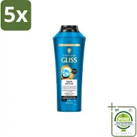 GLISS 5 flacons de shampooing -Kur Aqua Revive – Rafraîchissant et hydratant – 400 ml - Lot de 5