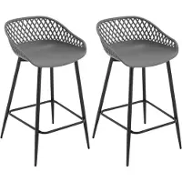 StarTech.com Ensemble de 2 tabourets de bar - Tabourets de comptoir - Hauteur 84 cm - Dos percé - Repose-pieds - Polypropylène + métal - Gris