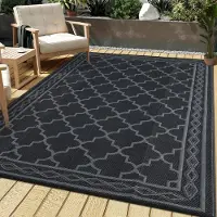 Sonstiges Tapis d'extérieur imperméable en plastique imitation gazon, dimensions 150 x 240 cm, couleur noir/gris