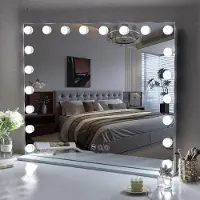 Vanitii Miroir de maquillage Hollywood , 95 cm x 76 cm, éclairage avec 20 ampoules à variateur, 3 modes d'éclairage, miroir de beauté pour salle de bai