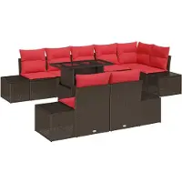 vidaXL Ensemble de canapés de jardin , 9 pièces, couleur marron, en polyrotin