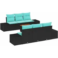 vidaXL Ensemble de canapés de jardin , 7 pièces, noir, en résine tressée
