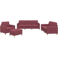 vidaXL Ensemble de canapés 4 pièces avec coussins vin rouge Tissu