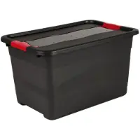 Keeeper Boîte de rangement "Solido", 52 litres, graphite/rouge avec couvercle, couvercle avec fermeture (52 l, 1x, 59.50 x 39.50 x 34 cm)