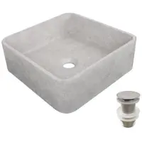 MOB-IN Vasque à poser carrée en béton ARTEA 36x36cm + bonde