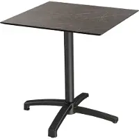 Veba Table de patio X Cross, structure noire + plateau HPL effet marbre Midnight, 70 x 70 cm, 1 pièce