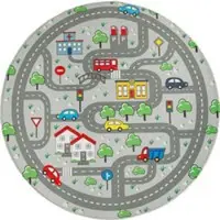 Tapis.fr Tapis pour enfant lavable Chiko gris 150 cm rond