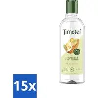 Timotei 15 flacons de shampooing 2-en-1 , enrichi à l'huile d'amande, pour tous types de cheveux, 300 ml - Pack économique - 15 pièces