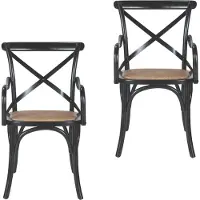 Signature - Lot de 2 fauteuils bridge en bois massif et cannage L62 cm - BISTROT