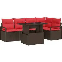vidaXL Ensemble de canapés de jardin , 6 pièces, couleur marron, en résine tressée