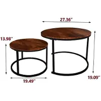 Sonstiges Table d'appoint ronde en bois et métal, style rustique, couleur marron/noir, lot de 2