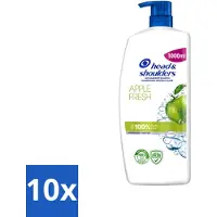 Head & shoulders 10 flacons de shampooing anti-pelliculaire Apple Fresh avec distributeur pompe, 1000 ml - Pack économique - 10 pièces