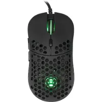 White Shark Souris de jeu ultra légère eShark Naginata Black, 60g, capteur Pixart PMW3389, avec rétro-éclairage (Filaire), Souris, Noir
