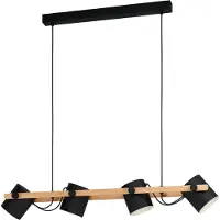 Eglo Suspension 4 flammes HxL 110x110 cm noir/crème