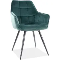 AC-DÉCO Fauteuil en velours matelassé et pieds en métal - Vert - H 90 cm