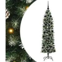 vidaXL Arbre de Noël artificiel élancé vert et blanc 180 cm