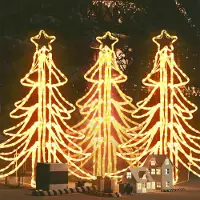 vidaXL Sapins de Noël LED 3 pcs. Pliable Blanc chaud 87x87x93 cm