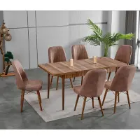 JVmoebel Salle à manger, ensembles de salle à manger, table à manger, couleur marron, chaises confortables, forme rectangulaire, style moderne