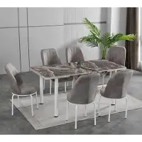 JVmoebel Salle à manger, ensembles de salle à manger, table à manger, chaises, rectangulaire, gris, moderne, luxe