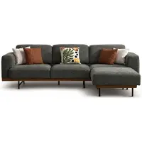 JVmoebel Canapé d'angle en L, blanc, en tissu, design moderne, confortable et pratique, avec des détails verts