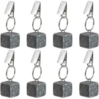 Merkloos Poids de fixation pour plantes, 45 g, lot de 8, en marbre naturel, avec clip métallique, pour l'extérieur