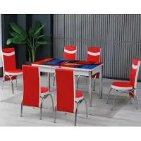 JVmoebel Salle à manger, ensembles de salle à manger, table à manger, chaises, rectangulaire, moderne, multicolore