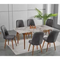JVmoebel Salle à manger, ensembles de salle à manger, table à manger, chaises, forme rectangulaire, blanc, gris, confort