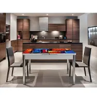 JVmoebel Salle à manger, table à manger, marbre multicolore, aluminium, table rectangulaire, design moderne