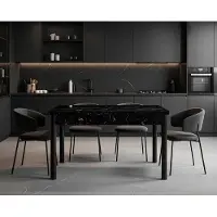 JVmoebel Table de salle à manger rectangulaire en marbre noir, moderne et luxueuse, neuve