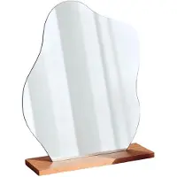 Dripio Miroir de table en acrylique avec base en bois, forme irrégulière, 9x6 cm