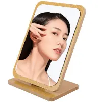 Dripio Miroir d'angle en bois, miroir de table réglable, 22x16 cm
