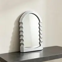 Dripio Miroir de maquillage incurvé, dimensions 26x41 cm, couleur argent, à fixer au mur