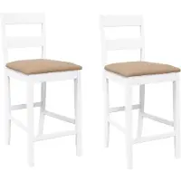 vidaXL Tabouret de bar avec coussin 2 pcs. Blanc Bois massif Hévéa