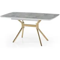 JVmoebel Table de salle à manger en marbre, confortable, moderne, à rallonges, grise et dorée, spacieuse