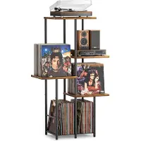 Dripio Support pour platine vinyle avec rangement pour disques, hauteur 109 cm
