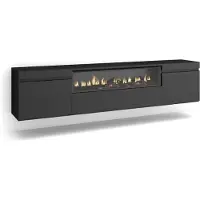 Dripio Meuble TV avec cheminée électrique, dimensions 200x45x35 cm, couleur noire