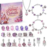 Dripio Calendrier de l'Avent 2026 – Coffret de 24 bijoux, couleurs rose et violet
