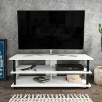 Dripio Support TV, 120x44,6x47,4 cm, mélaminé, noir et blanc, design moderne