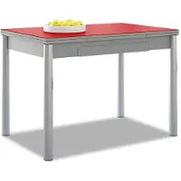 OEM Table de cuisine extensible, plateau en verre, couleur rouge, dimensions 90x50 cm