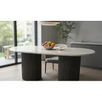JVmoebel Table à manger ovale, bois clair, style moderne, pour salle à manger