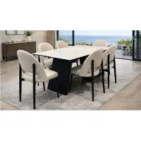 Xl Moebel Gmbh Table de salle à manger, 6 chaises, style moderne, beige, pratique et confortable