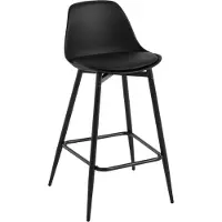 BellaFurn Tabouret de bar en polypropylène avec repose-pieds et rembourrage | Noir, blanc, gris | 43x42x86,5 cm