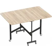 BellaFurn Table pliante avec 6 roulettes et freins | Couleur : chêne | Dimensions : 120 x 80 x 73 cm