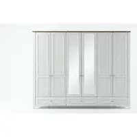 Xl Moebel Gmbh Armoire robuste de chambre à coucher, blanche, avec portes en verre